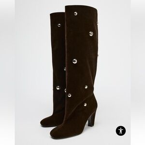 Zara NWT velvet look studded boot 1001/510